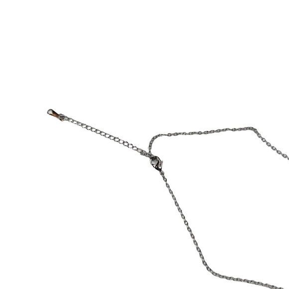 New Jardme Silver Tone Rhinestone Heart Cable Chain Necklace - Picture 6 of 9